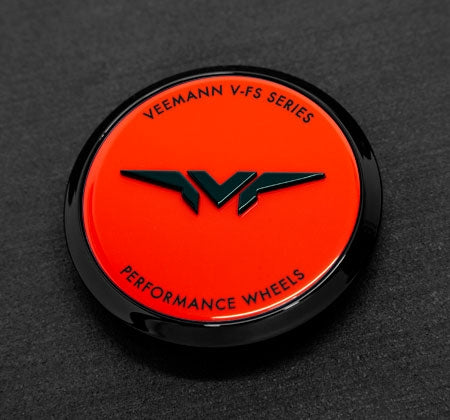 Veemann V-FS Series Centre Caps Red with Black Badge