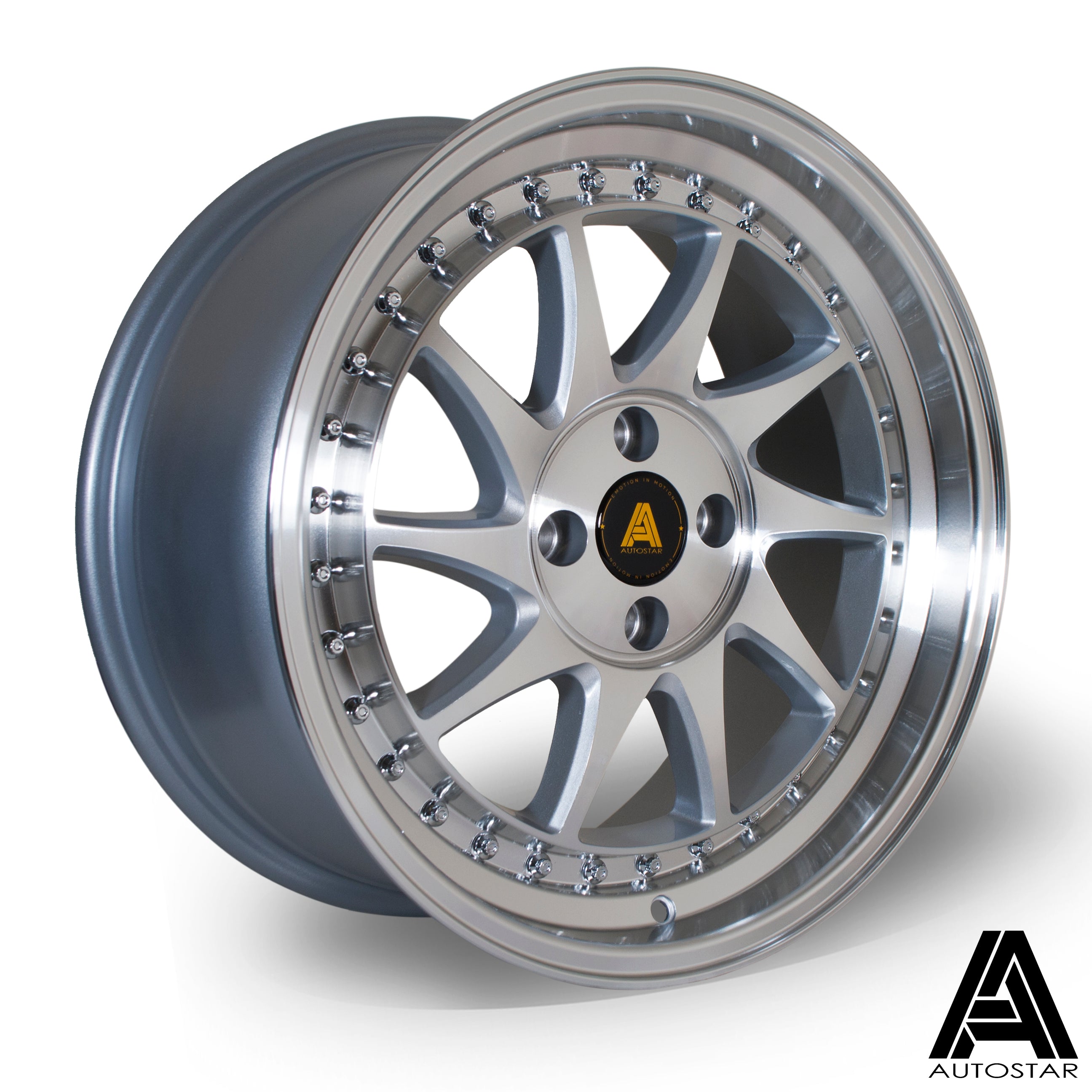 Autostar Vader 17x8 4x100 ET35 Gloss Silver Polished Lip