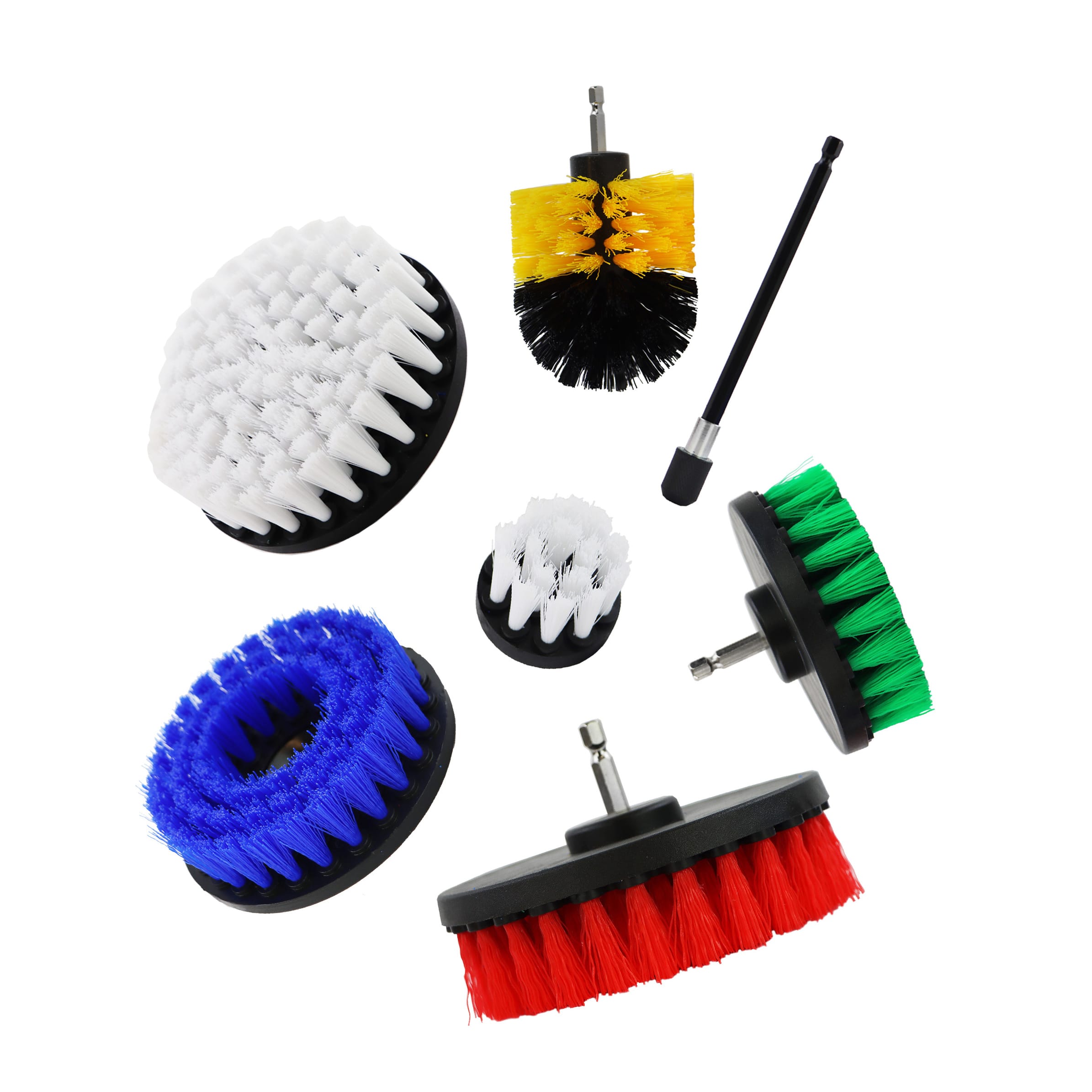 Autobrite Direct All Purpose Drill Brushes - Assorted 6 Pack w/ Extension