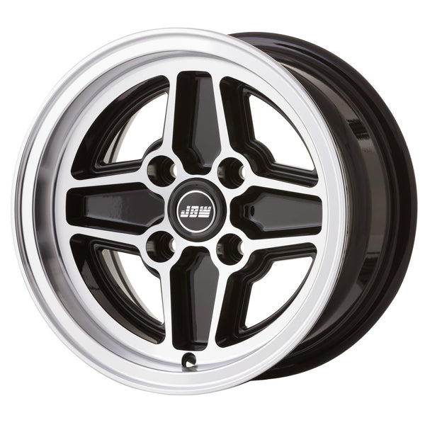 13" x 7" JBW RS4 Alloy Wheels Black and Polished 4x108